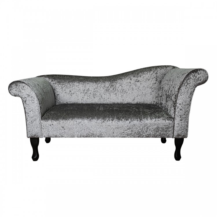 Designer Chaise Sofa in Shimmer Steel Crushed Velvet Fabric | Beaumont