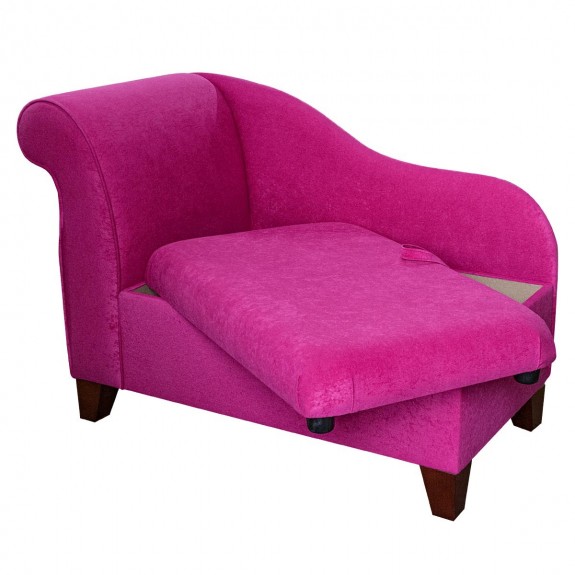 Storage Chaise Longue in a Plush Fuchsia Pink Velvet Fabric | Beaumont
