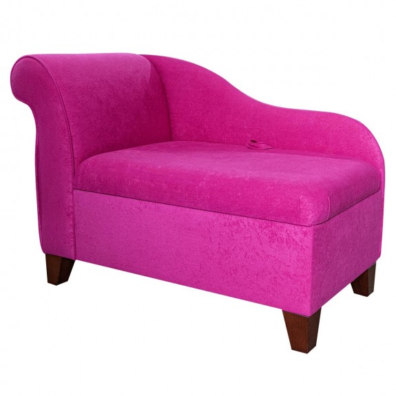 41" Storage Chaise Longue in a Plush Fuchsia Pink Fabric