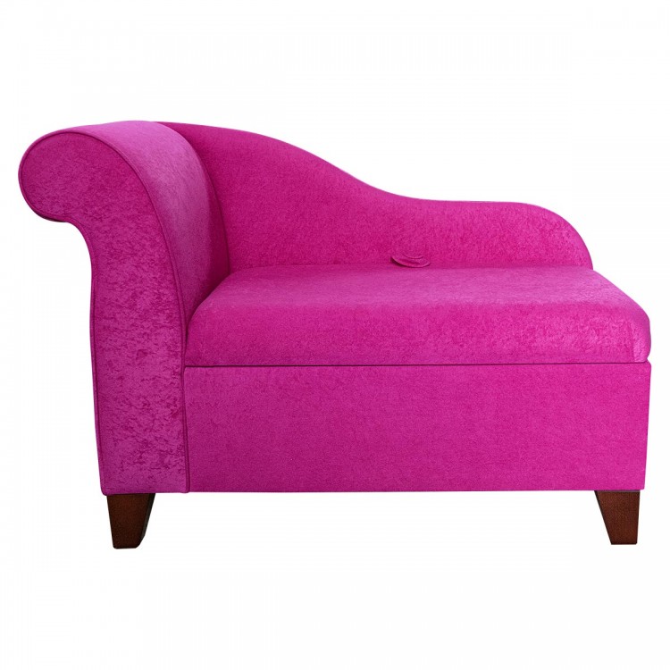 Storage Chaise Longue in a Plush Fuchsia Pink Velvet Fabric | Beaumont