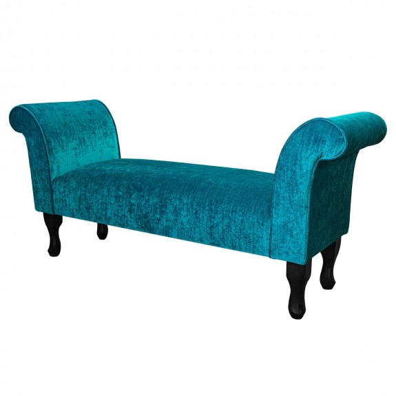 Medium Window Seat in Pastiche Crush Slub Teal Fabric SR18024 | Beaumont