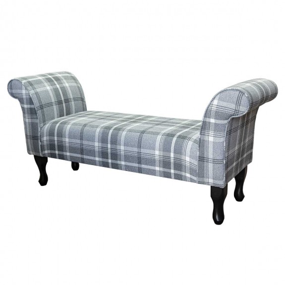 Window Seat in Balmoral Dove Grey Tartan Fabric | Beaumont