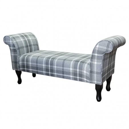 Window Seat in Balmoral Dove Grey Tartan Fabric | Beaumont
