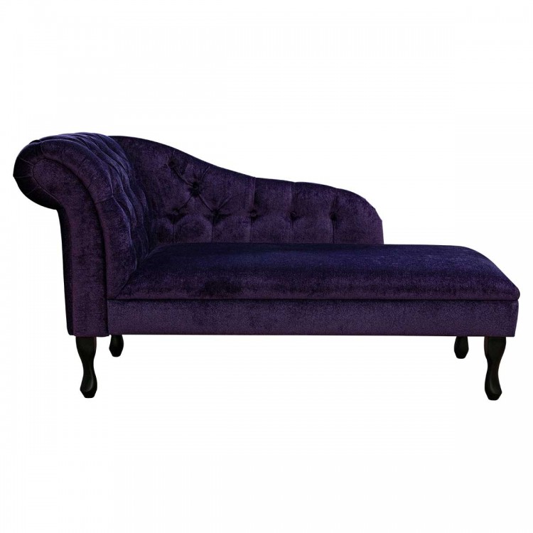 Buttoned Chaise Longue in a Malta Amethyst Deluxe Velvet | Beaumont