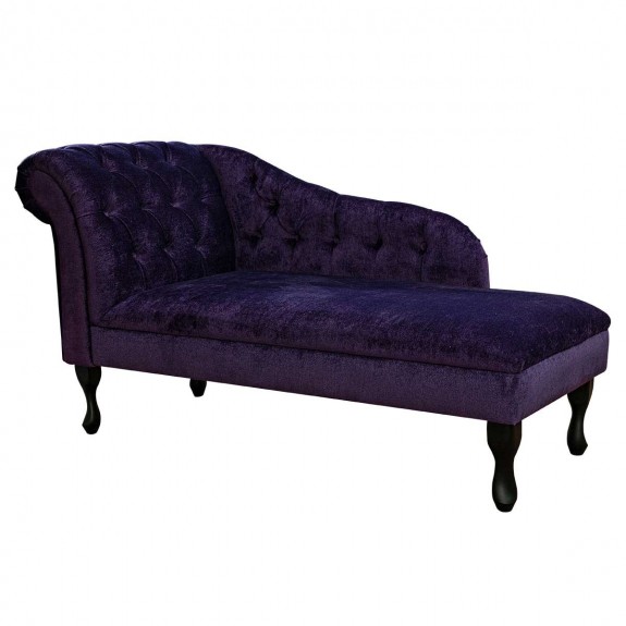 Buttoned Chaise Longue in a Malta Amethyst Deluxe Velvet | Beaumont