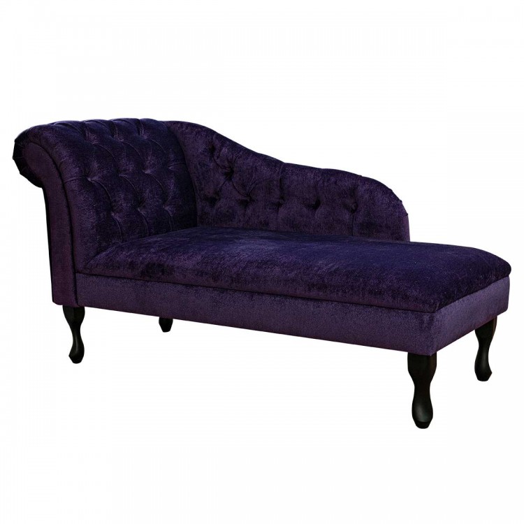 Buttoned Chaise Longue in a Malta Amethyst Deluxe Velvet | Beaumont