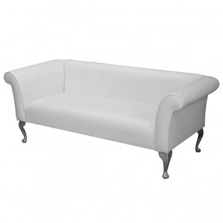 Compact 3 Seater Sofa in a White Faux Leather | Beaumont