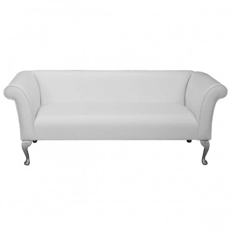 Compact 3 Seater Sofa in a White Faux Leather | Beaumont