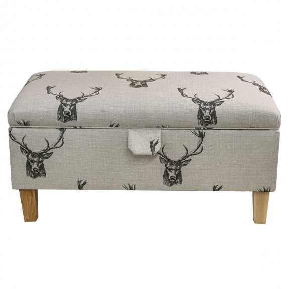 Storage Footstool, Ottoman, Pouffe in a Stag Cotton Fabric