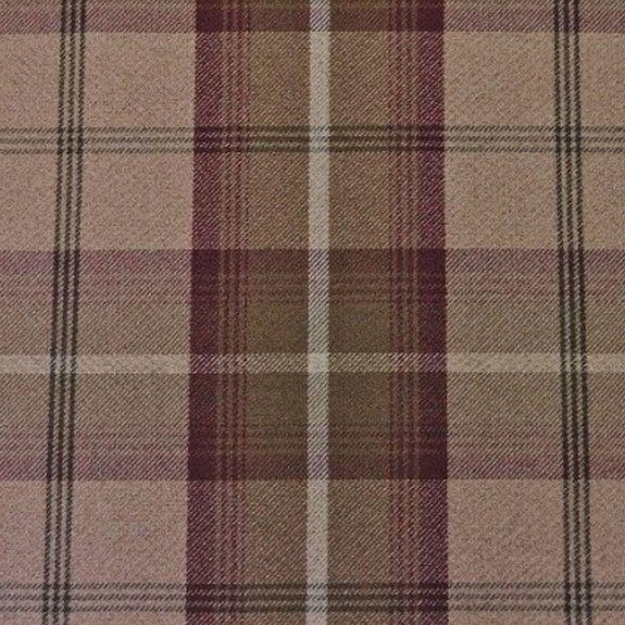 LUXE Standard Wingback Fireside Westoe Chair and Matching Footstool in Balmoral Mulberry Tartan Fabric