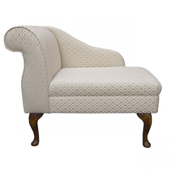 36" Compact Chaise Longue in a Woburn Trellis Beige Fabric