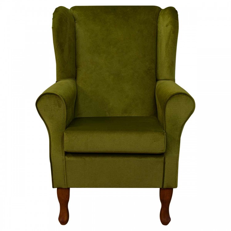 Standard Wingback Chair in a Malta Grass Deluxe Velvet Fabric | Beaumont