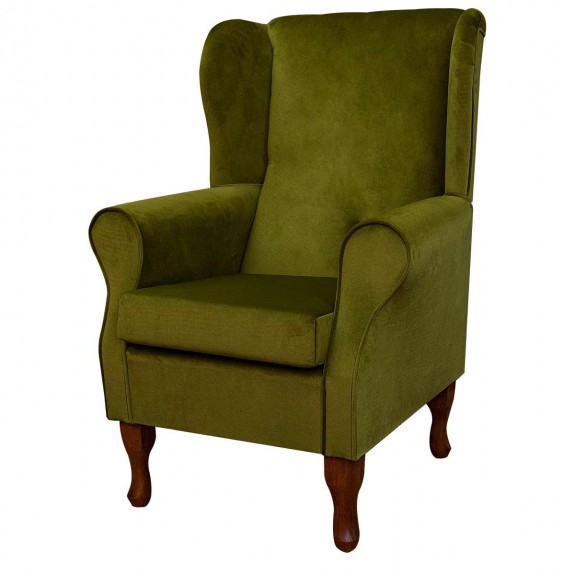 Standard Wingback Fireside Westoe Chair in a Malta Grass Deluxe Velvet Fabric