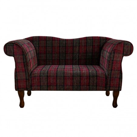 Small Chaise Sofa in a Lana Red Tartan Fabric LANA1258 | Beaumont