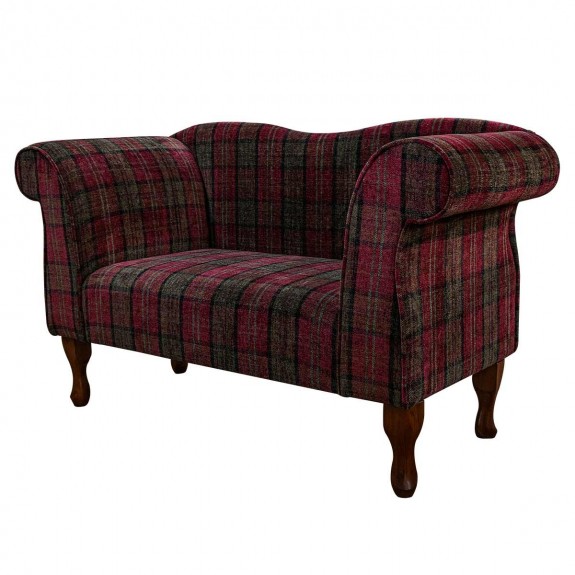 Small Chaise Sofa in a Lana Red Tartan Fabric LANA1258 | Beaumont