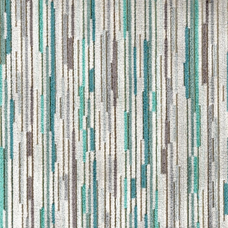 Medium Chaise Longue in an Extravaganza Stripe Burst Teal Fabric | Beaumont