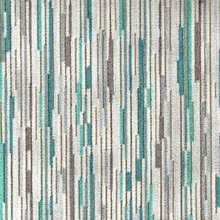 Medium Chaise Longue in an Extravaganza Stripe Burst Teal Fabric | Beaumont