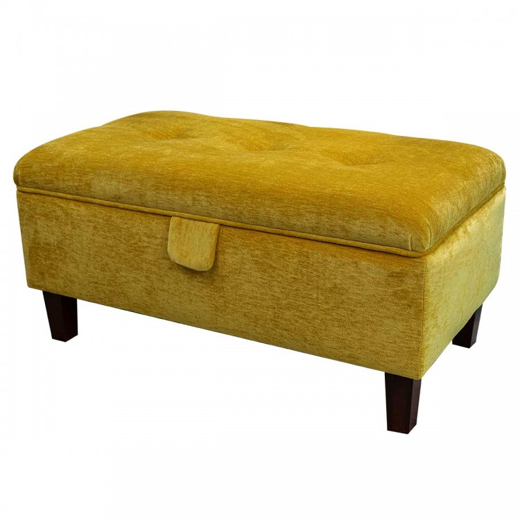 Buttoned Storage Footstool in Manhattan Gold Marl Velvet Fabric | Beaumont