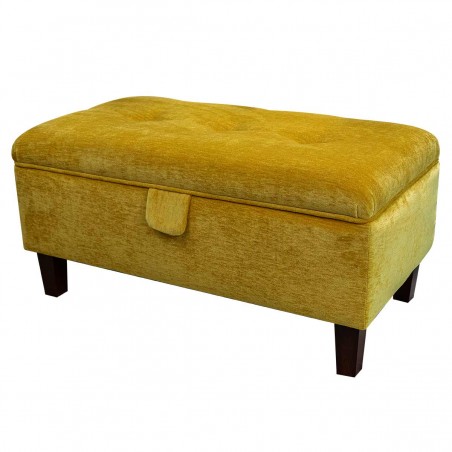 Buttoned Storage Footstool in Manhattan Gold Marl Velvet Fabric | Beaumont
