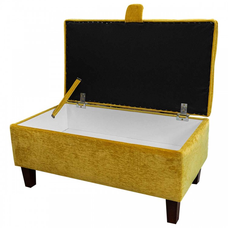 Buttoned Storage Footstool in Manhattan Gold Marl Velvet Fabric | Beaumont