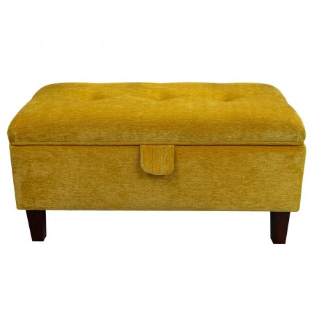 Buttoned Storage Footstool in Manhattan Gold Marl Velvet Fabric | Beaumont