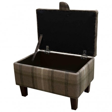 Storage Stool, Ottoman in a Sophie Check Chocolate Fabric | Beaumont