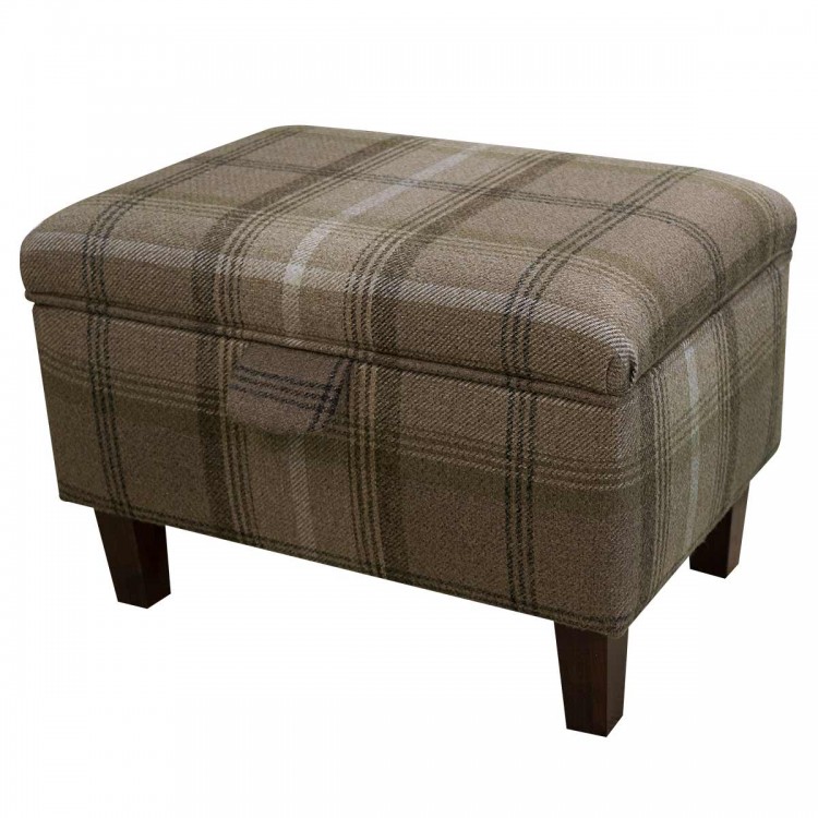 Storage Stool, Ottoman in a Sophie Check Chocolate Fabric | Beaumont