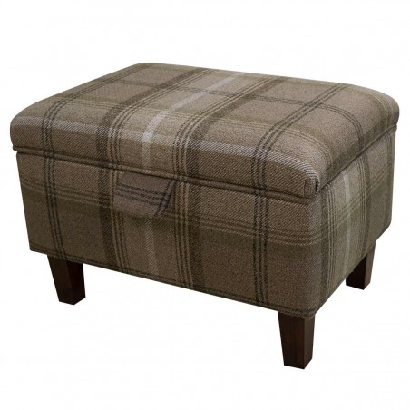Storage Stool, Ottoman in a Sophie Check Chocolate Fabric | Beaumont