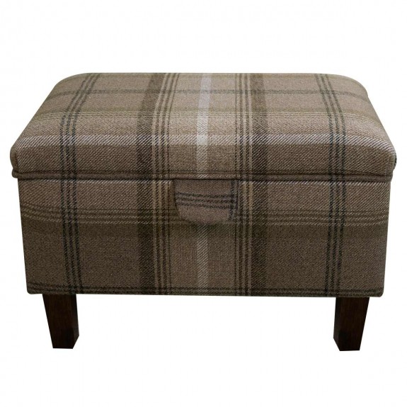 LUXE Storage Stool, Ottoman, Pouffe in a Sophie Check Chocolate Fabric