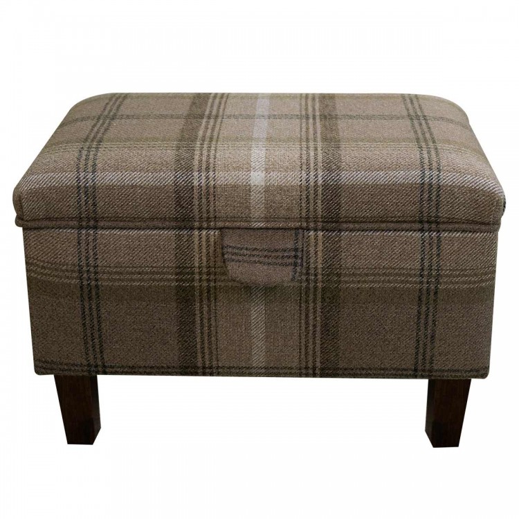Storage Stool, Ottoman in a Sophie Check Chocolate Fabric | Beaumont