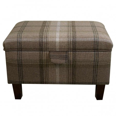 Storage Stool, Ottoman in a Sophie Check Chocolate Fabric | Beaumont
