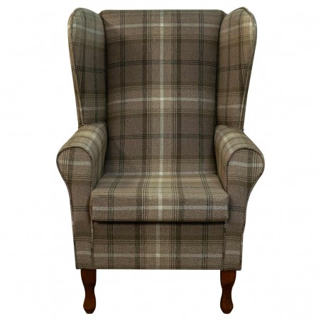 Large High Back Chair in Sophie Check Chocolate Fabric  | Beaumont