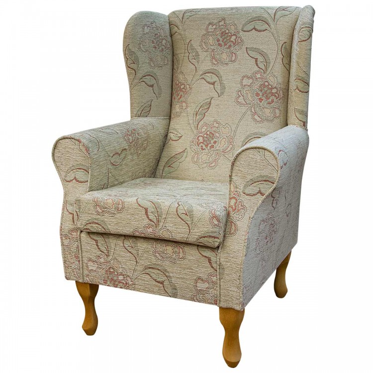 Wingback Chair in a Maida Vale Floral Rose Fabric SR14604 | Beaumont