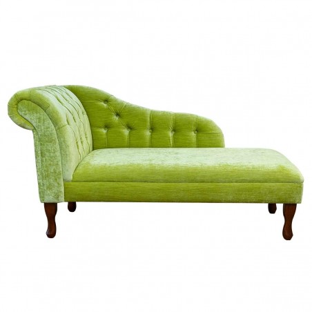 Buttoned Chaise Longue in Pastiche Slub Lime Fabric SR18020 | Beaumont