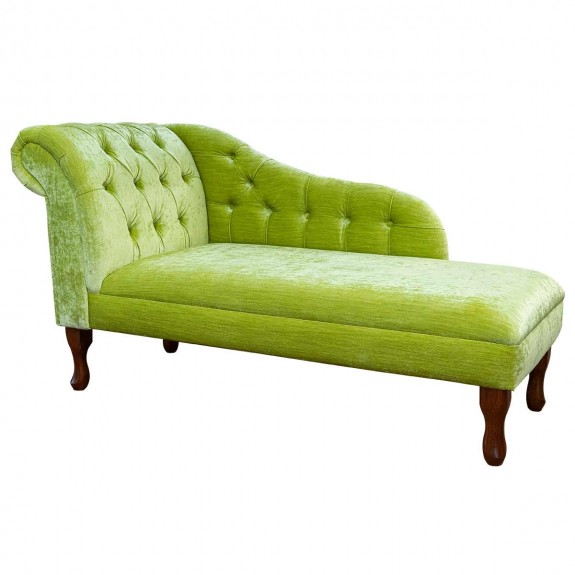 Buttoned Chaise Longue in Pastiche Slub Lime Fabric SR18020 | Beaumont