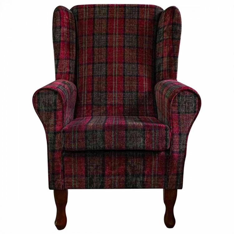 Standard Wingback Chair in Red Lana Tartan Fabric LANA1258 | Beaumont