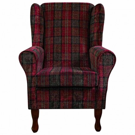 Standard Wingback Chair in Red Lana Tartan Fabric LANA1258 | Beaumont