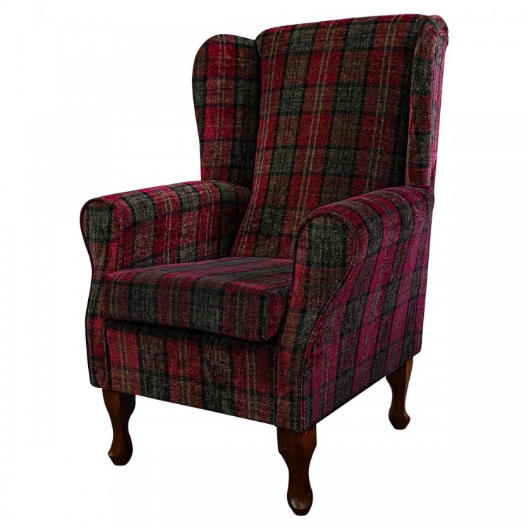 Standard Wingback Chair in Red Lana Tartan Fabric LANA1258 | Beaumont