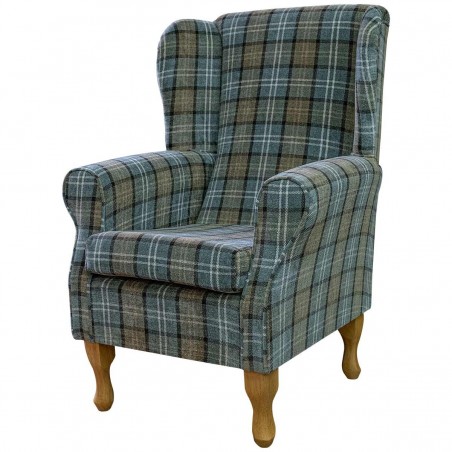 Standard Wingback Chair in Lana Dove Grey Tartan Fabric LANA1256 | Beaumont