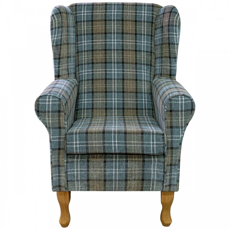 Standard Wingback Chair in Lana Dove Grey Tartan Fabric LANA1256 | Beaumont