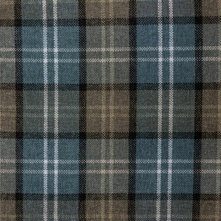 Window Seat Settle in a Blue Lana Tartan Fabric | Beaumont