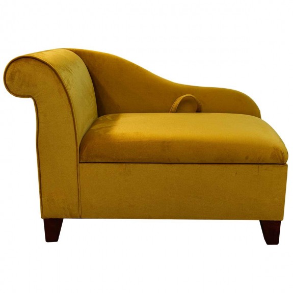 41" Storage Chaise Longue in a Malta Gold Deluxe Velvet Fabric