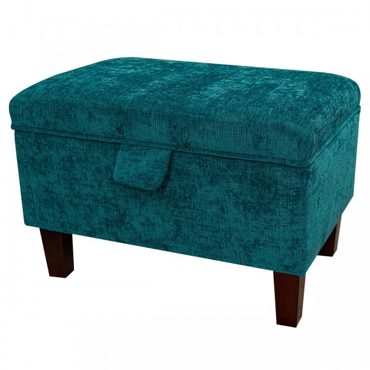 Storage Footstool, Pouffe in a Carlton Teal Fabric | Beaumont Storage Footstool, Pouffe in a Carlton Teal Fabric | Beaumont