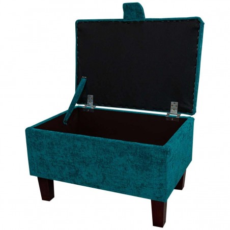 Storage Footstool, Pouffe in a Carlton Teal Fabric | Beaumont
