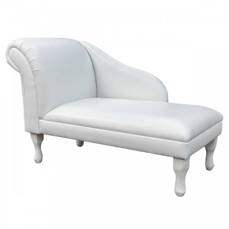 Medium Chaise Longue in a White Faux Leather Fabric | Beaumont
