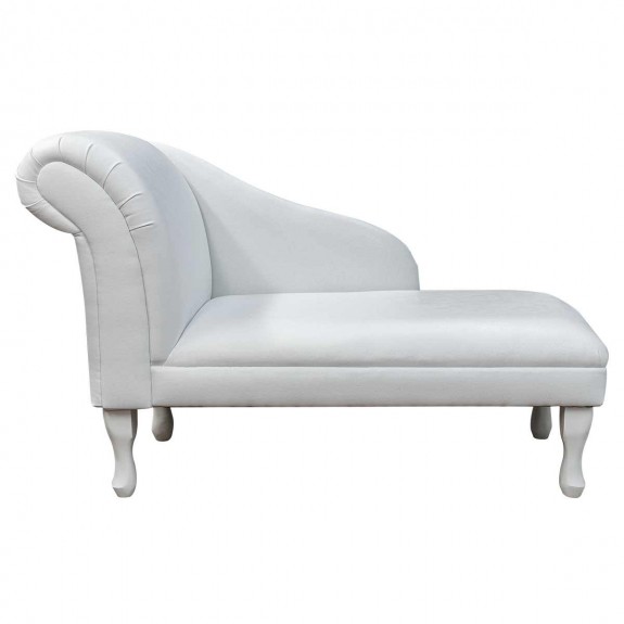 45" Medium Chaise Longue in a White Faux Leather Fabric