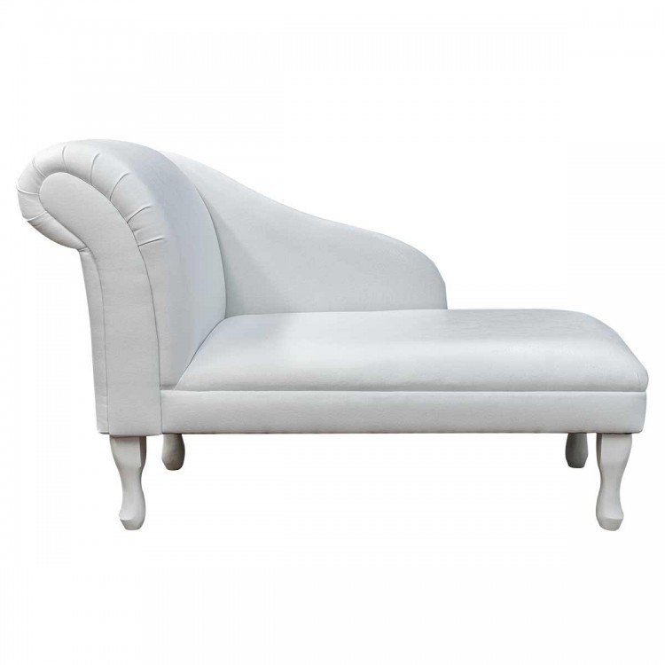 Medium Chaise Longue in a White Faux Leather Fabric | Beaumont