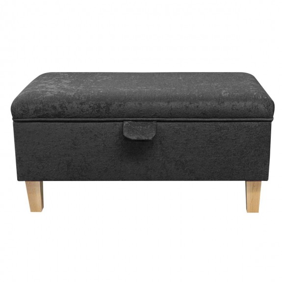 Storage Footstool, Ottoman, Pouffe in a Plush Steel Grey Fabric