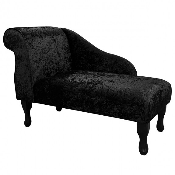 Mini Chaise Longue in a Shimmer Ebony Crushed Velvet | Beaumont
