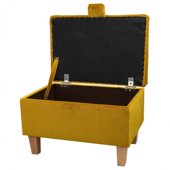 Storage Footstool Ottoman Pouffe Toybox in a Malta Gold Luxury Velvet Fabric